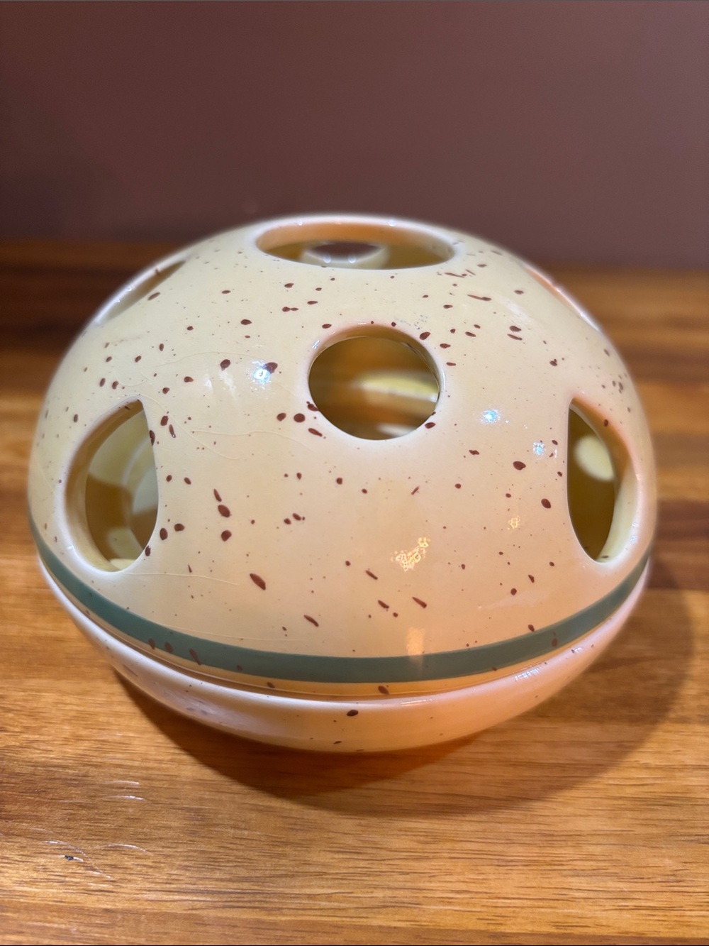 Vintage Speckled Ceramic Dome Candle Luminary Tea-light Holder